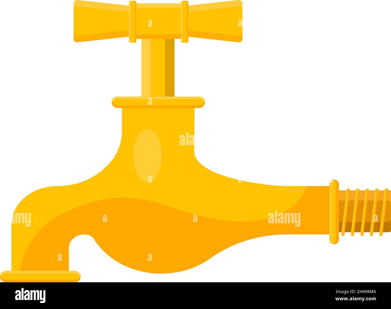 Yellow water tap, illustration, vector on a white background Stock