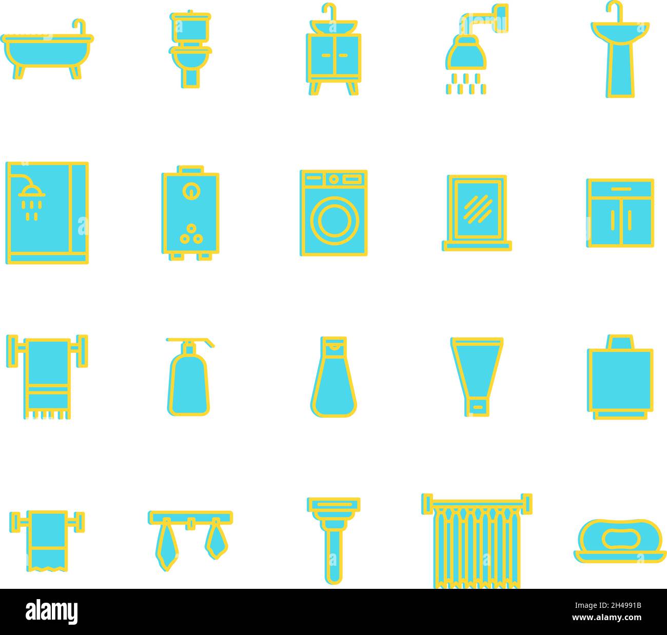 Blue bathroom, illustration, vector, on a white background Stock Vector ...