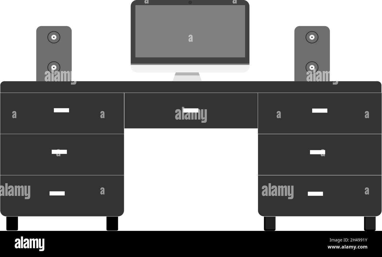 Work table, illustration, vector on a white background Stock Vector ...