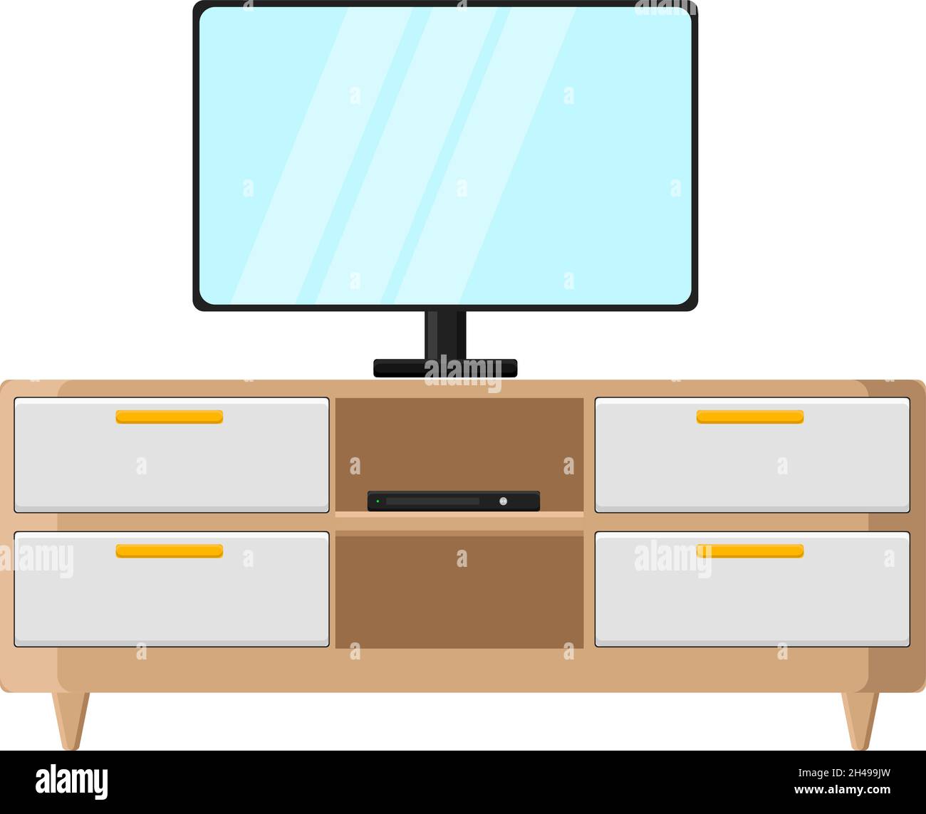 TV cabinet, illustration, vector on a white background. Stock Vector
