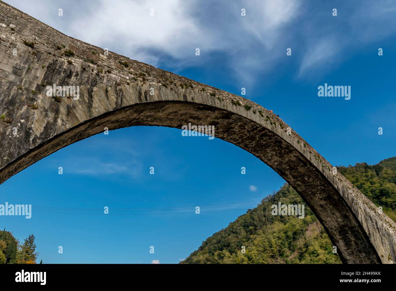 Detail from below of the ancient Ponte della Maddalena or Devil's ...