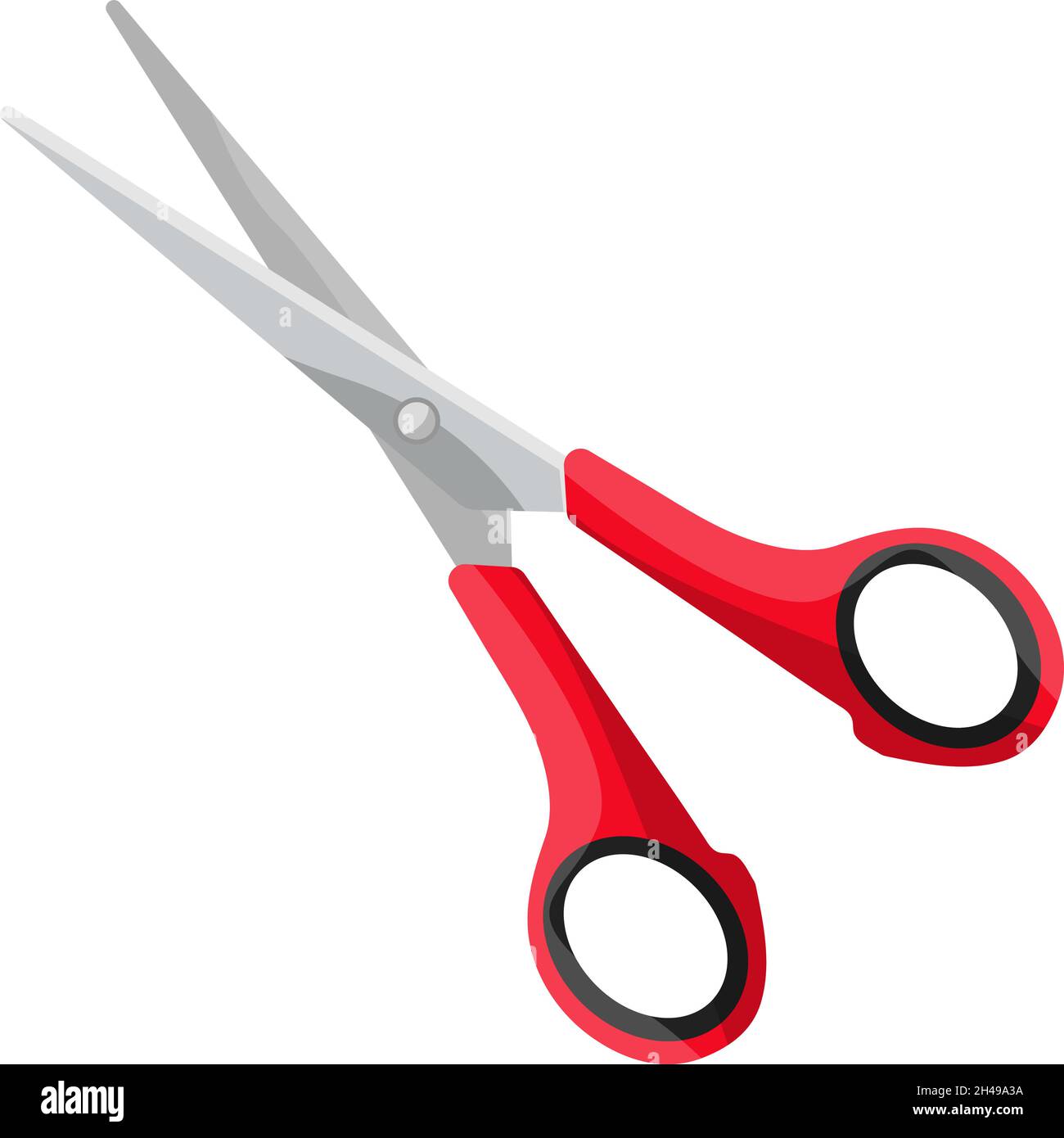 Red scissors, illustration, vector on a white background. Stock Vector