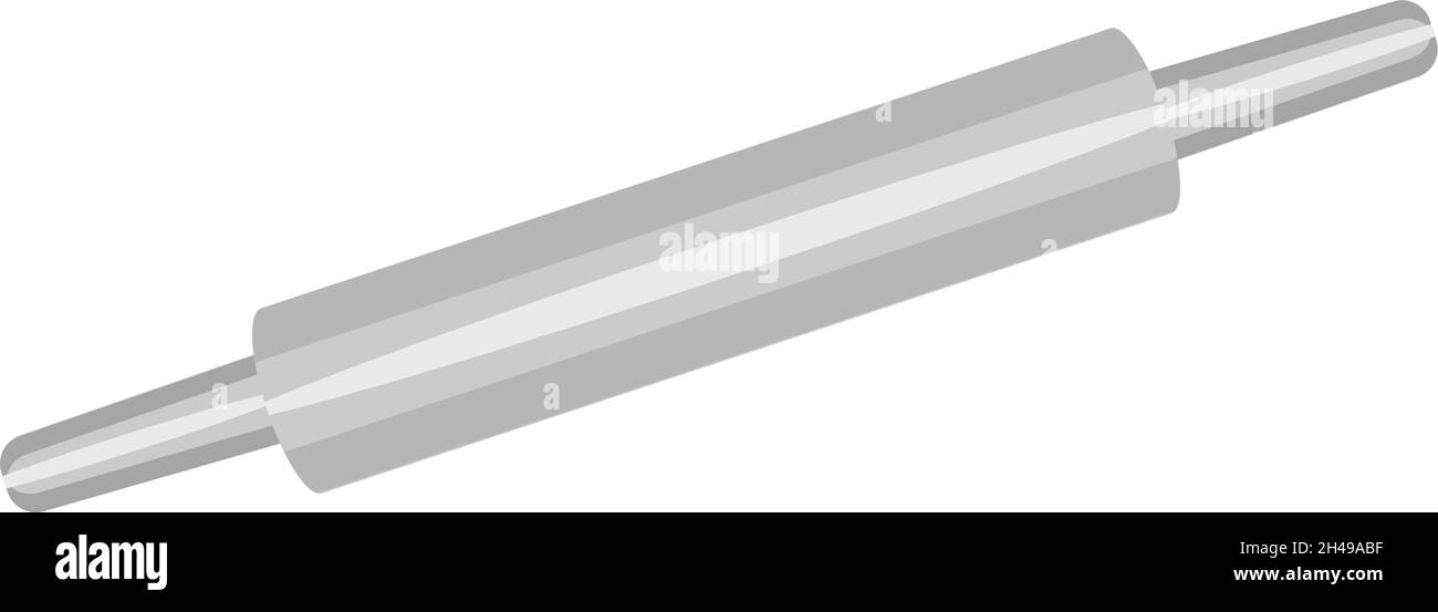Steel rolling pin, illustration, vector on a white background. Stock Vector