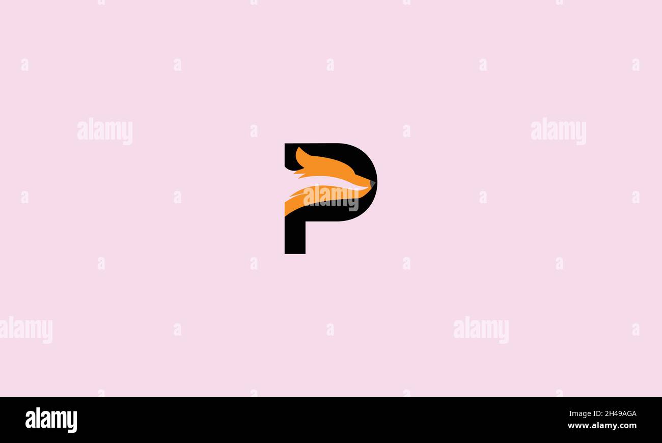 LETTER P LOGO WITH FOX ICON FOR ILLUSTRATION USE Stock Vector