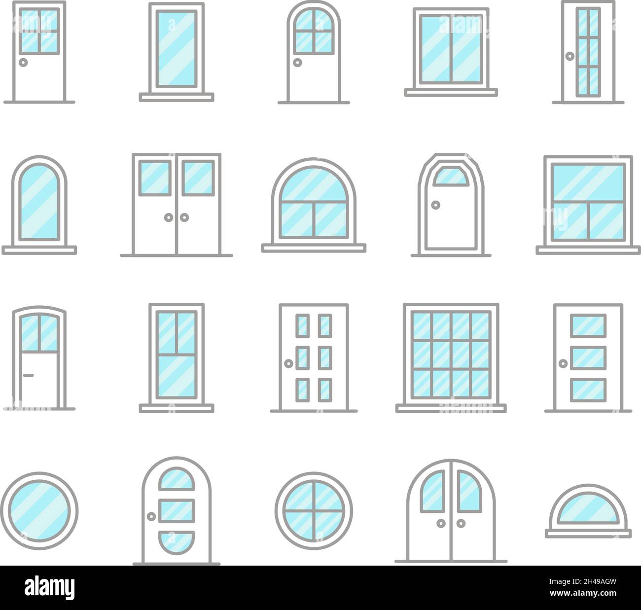 Doors and windows, illustration, vector, on a white background. Stock Vector