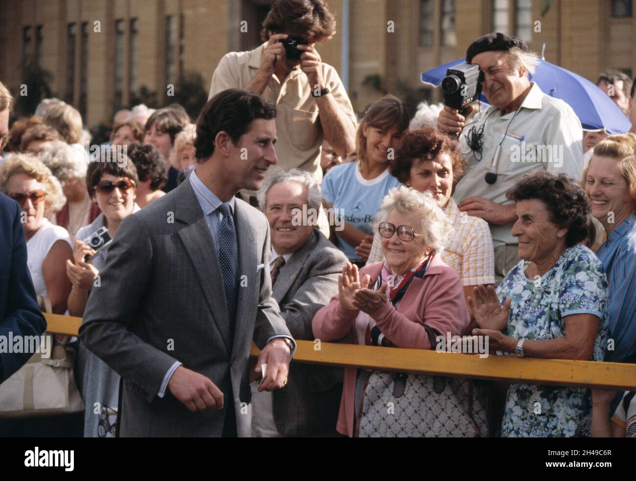United Kingdom. England. London. British Royal Family. Prince Charles outdoors engaging with a crowd of people. Stock Photo