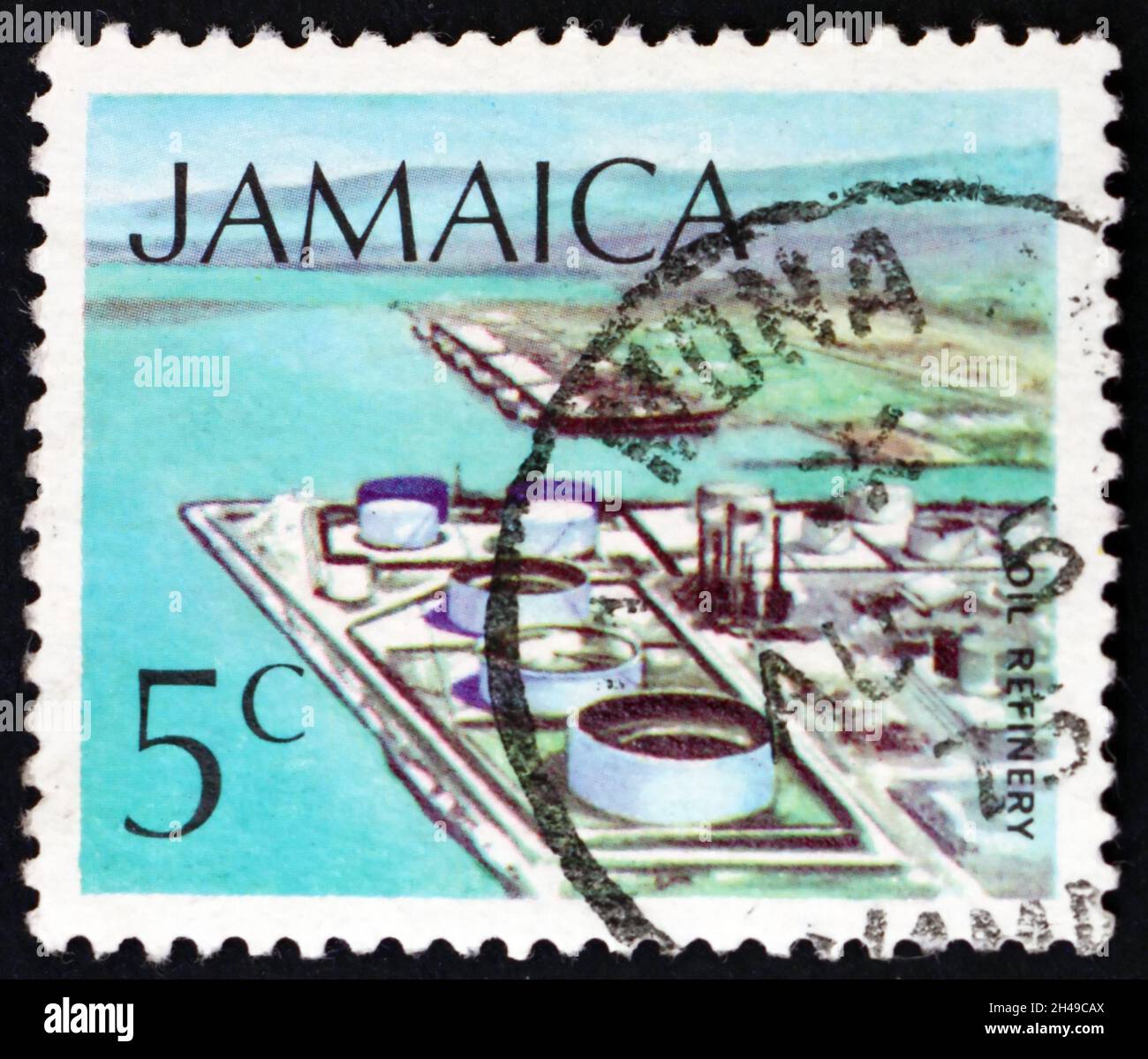 JAMAICA CIRCA 1972 a stamp printed in Jamaica shows Oil refinery