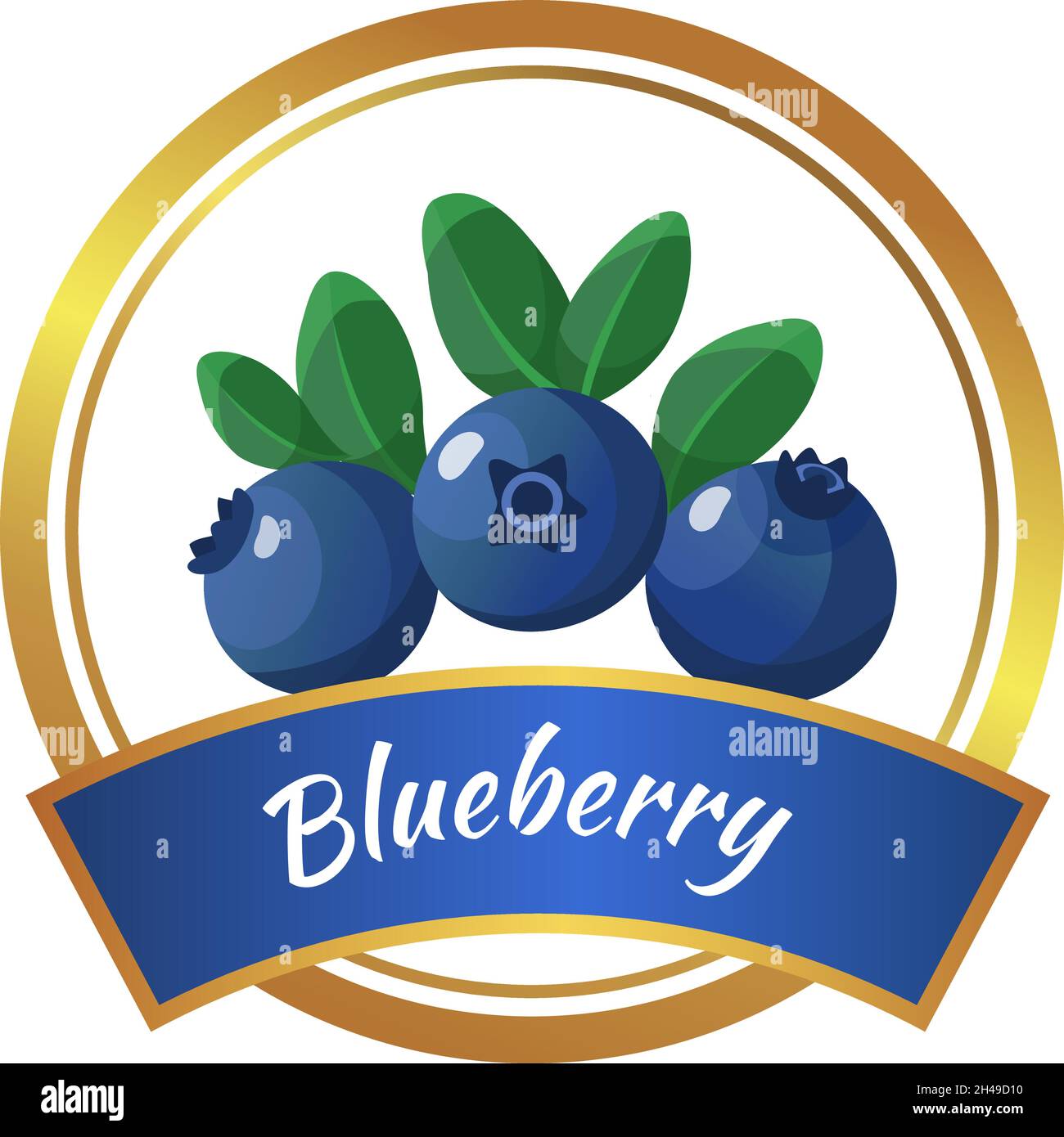 Blueberry jam glass jar label. Berry marmalade sticker, fresh summer ...