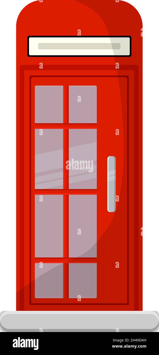 Red telephone booth, illustration, vector on a white background. Stock Vector