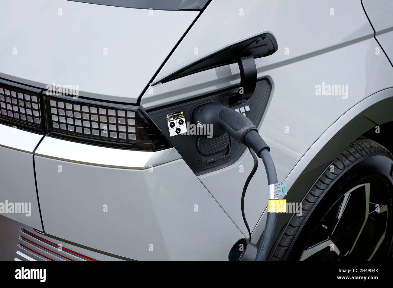 charging electric hyundai ioniq 5 suv motor vehicle Stock Photo