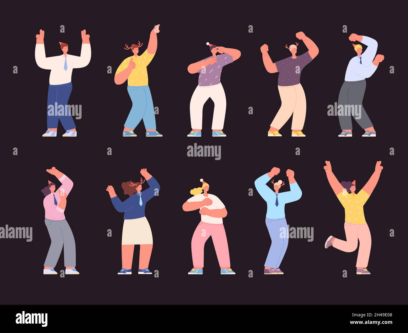 Christmas party characters. Cartoon dancing people, winter holiday man woman. Friends meeting, business office corporate celebrate utter vector Stock Vector Image & Art - Alamy Christmas party characters. Cartoon dancing people, winter holiday man woman. Friends meeting, business office corporate celebrate utter vector Stock Vector Image & Art - Alamy