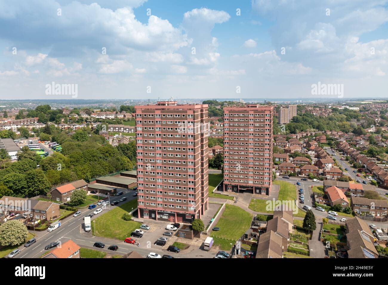 Aerial drone photo of the town of Bramley which is a district in west