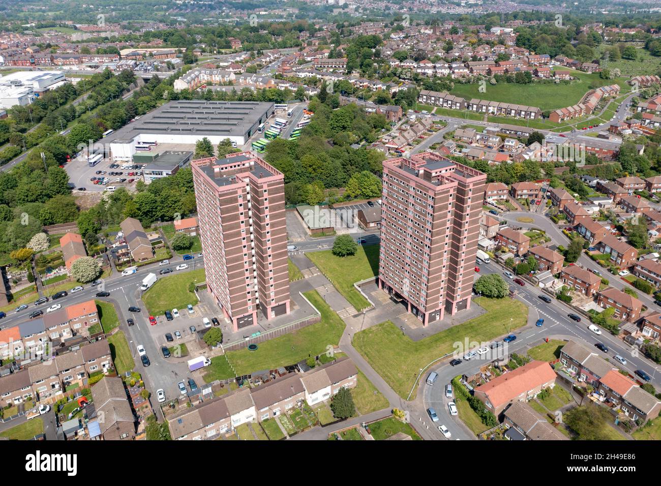 Aerial drone photo of the town of Bramley which is a district in west