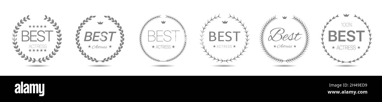 Best actress laurel wreath label set Vector icons Stock Vector