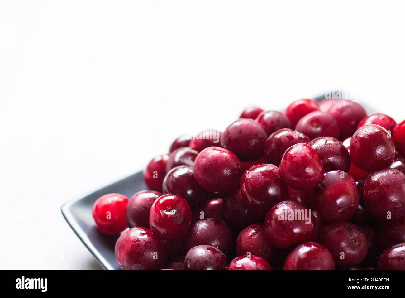 fresh cherry fruits on plate Stock Photo