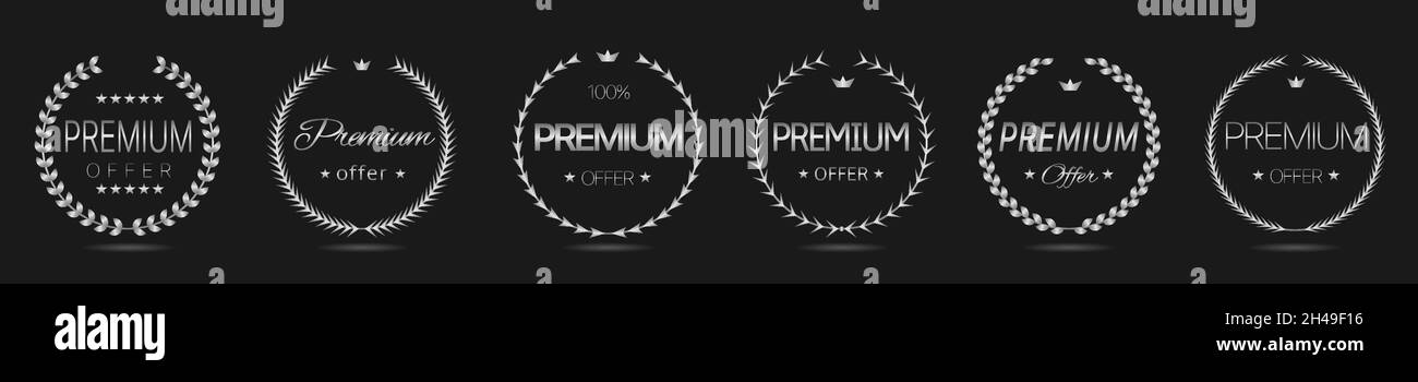 Premium offer Silver laurel wreath label set Stock Vector Image & Art ...