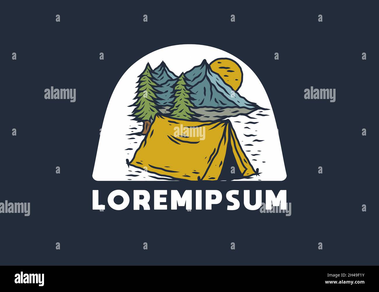 Line art illustration drawing of camping design Stock Vector Image ...