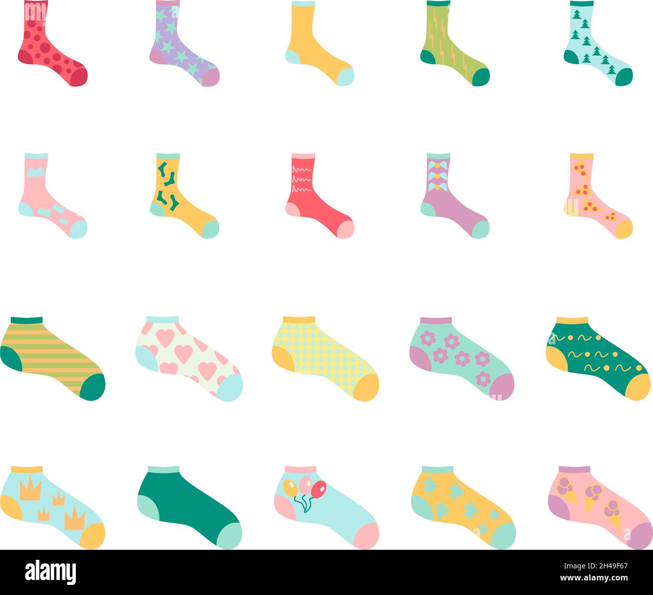 Colorful socks, illustration, vector, on a white background. Stock Vector