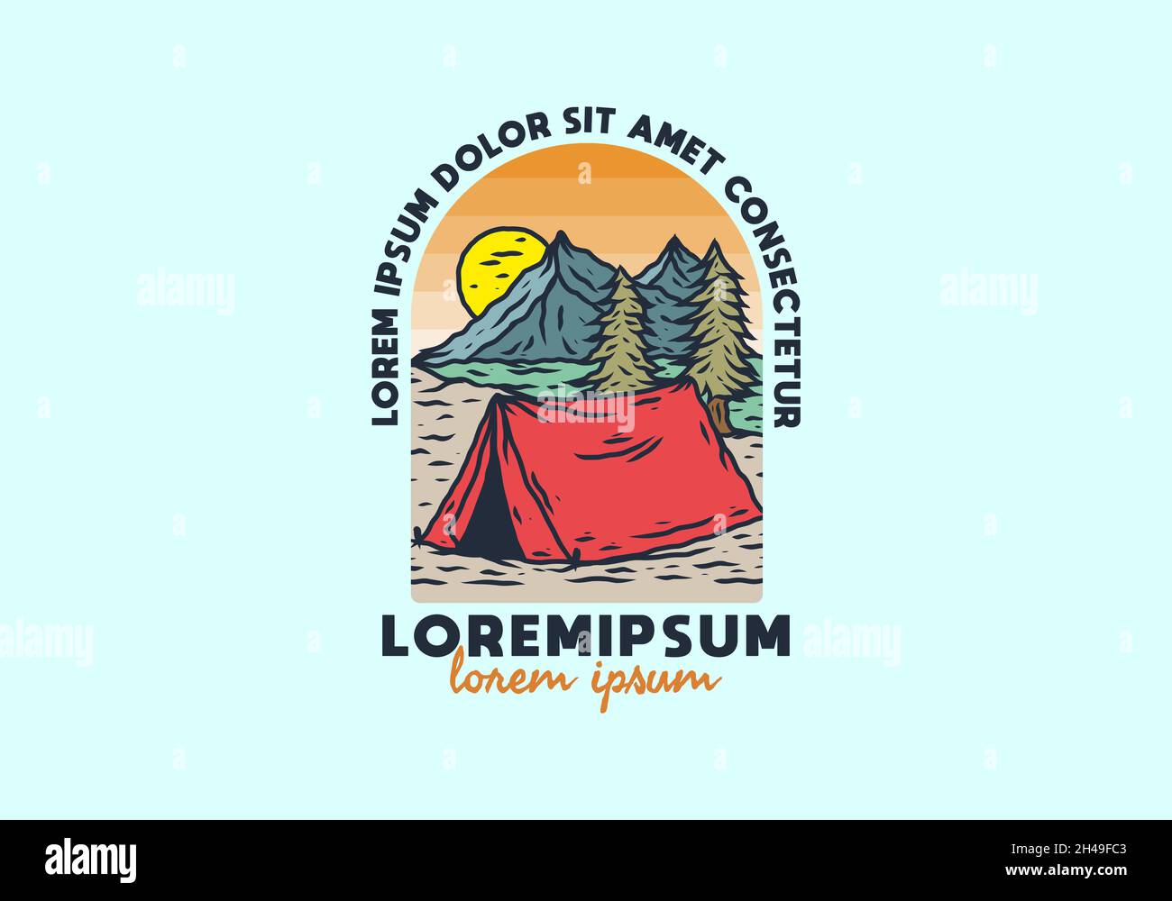 Line art illustration drawing of camping design Stock Vector Image ...
