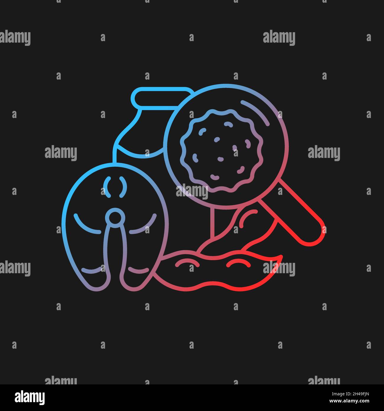 Food allergen testing gradient vector icon for dark theme Stock Vector