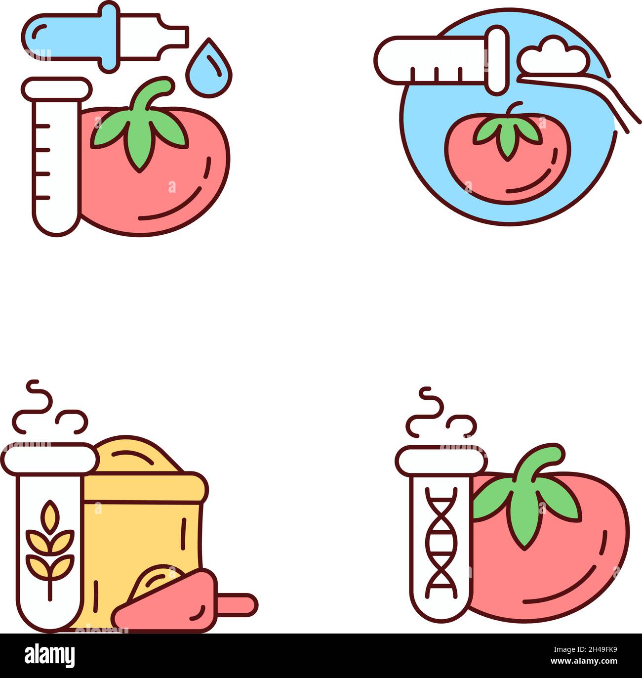 Artificial food additives RGB color icons set Stock Vector