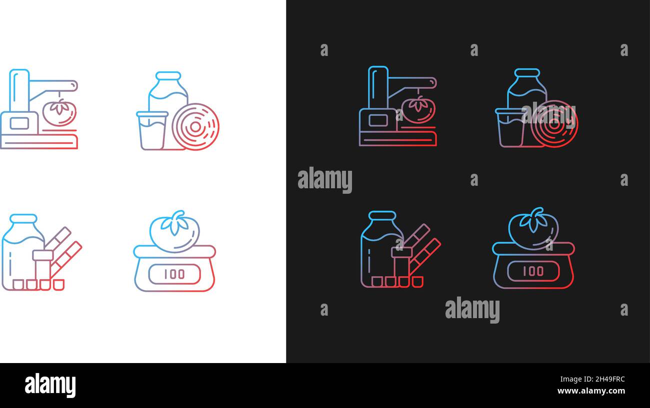 Food physical property test gradient icons set for dark and light mode ...