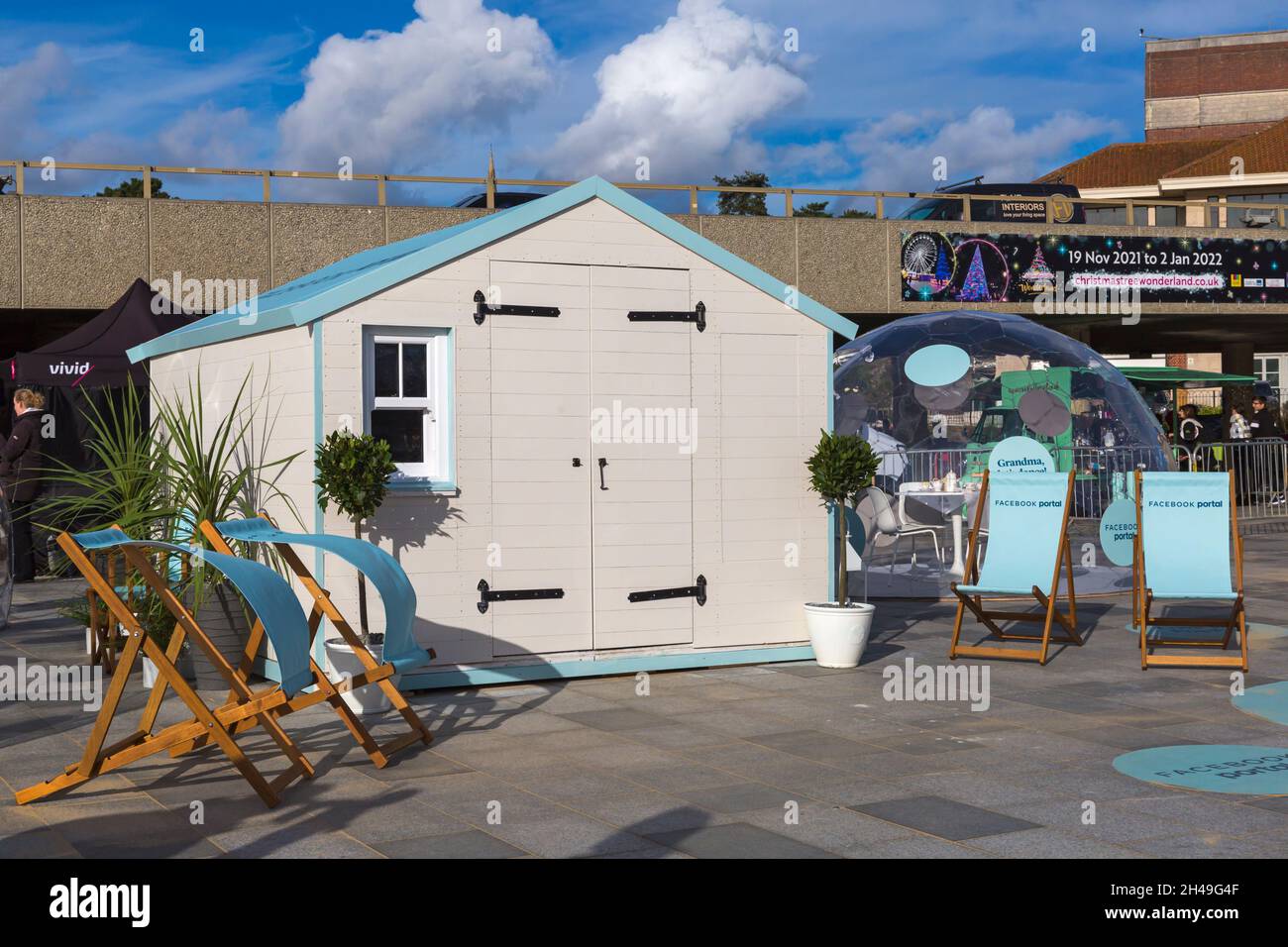 Christmas Portal Commercial 2022 Facebook Portal Campaign With Hyper-Local Activation In Bournemouth, Dorset  Uk In October Stock Photo - Alamy