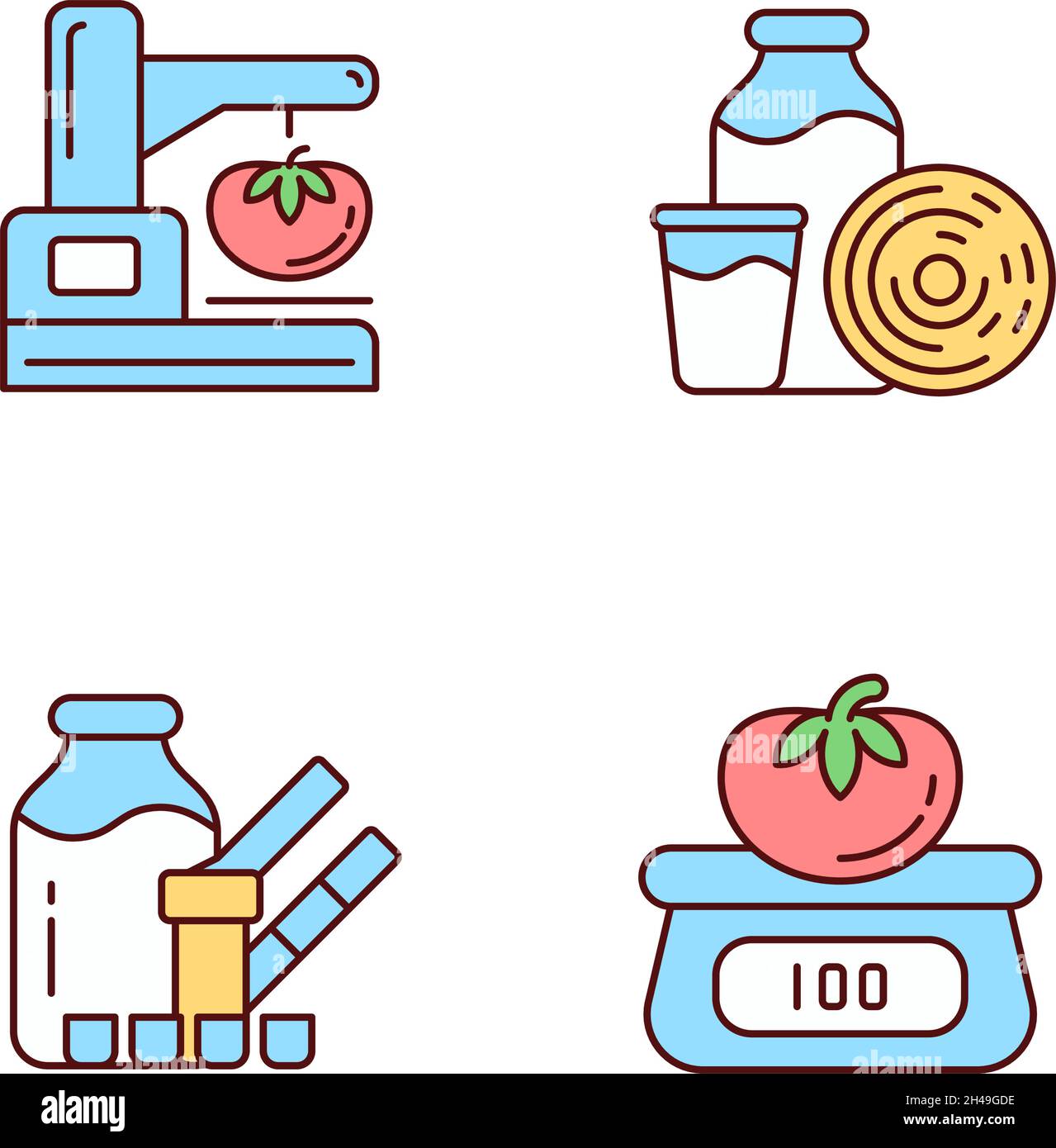 Food physical property test RGB color icons set Stock Vector Image ...