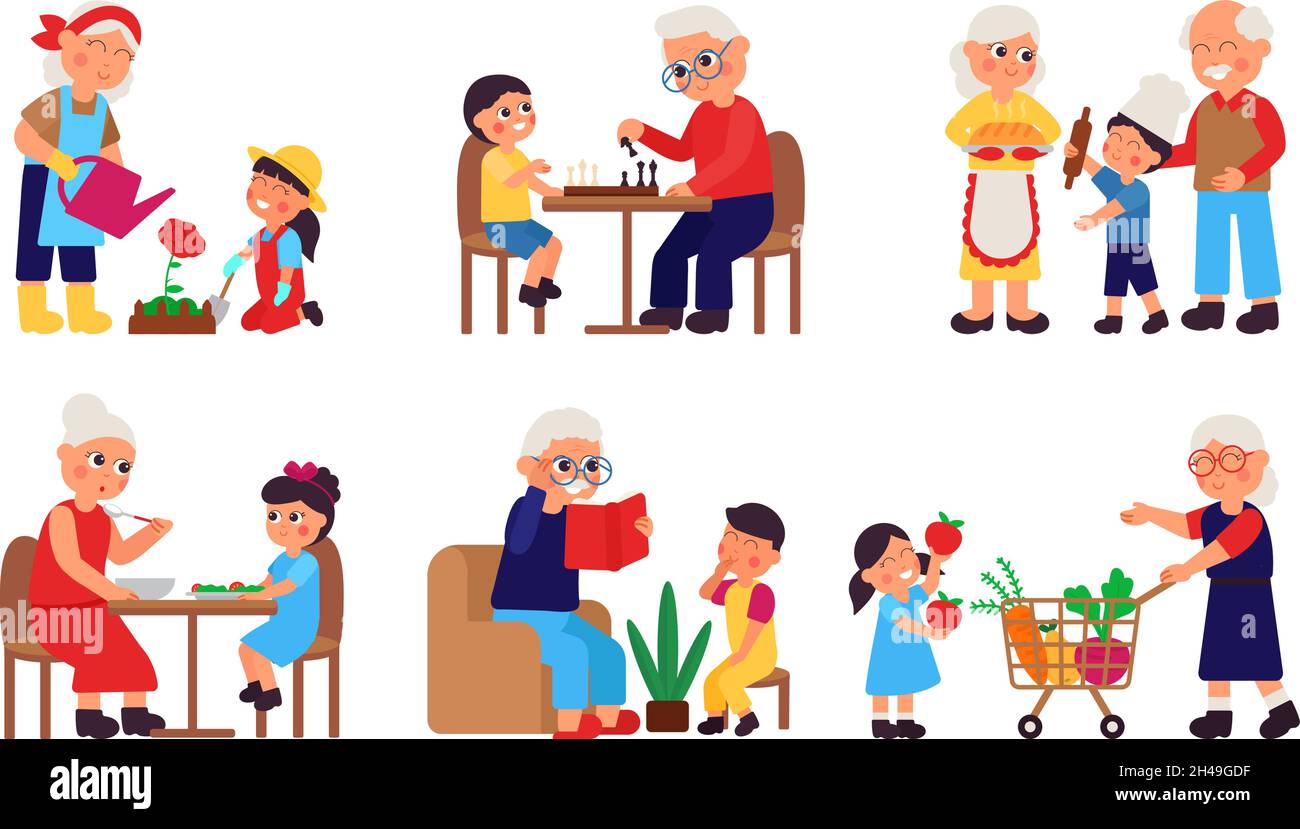 Grandparents Playing With Grandchildren Clipart