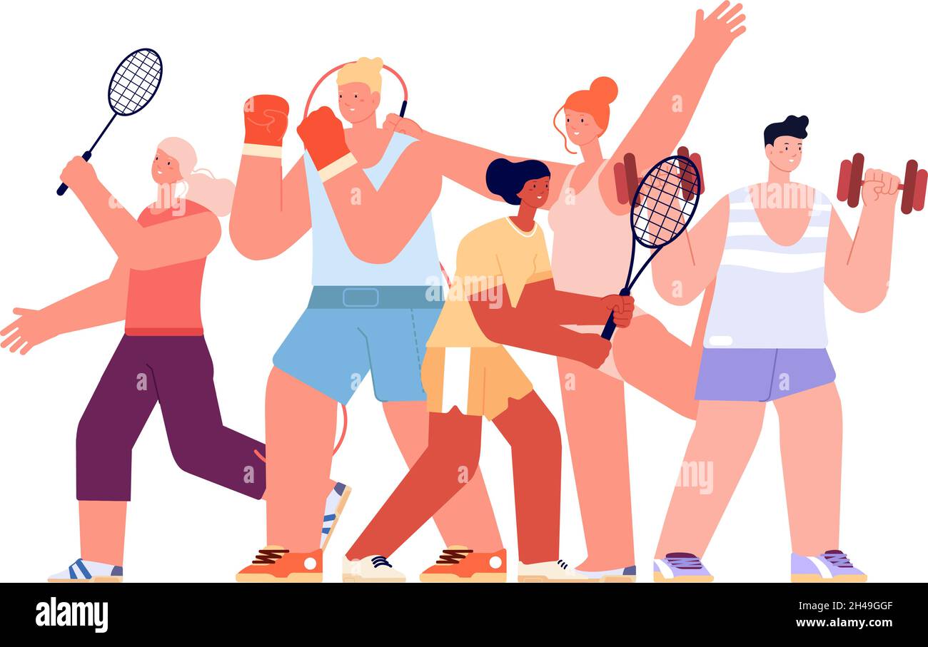 Sport team. Different athletes, international sports characters. Isolated  fitness coach, gym group vector illustration Stock Vector Image & Art -  Alamy