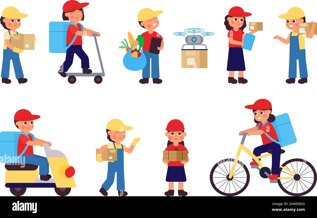 Delivery man. Job for young, food logistic workers. Courier on scooter