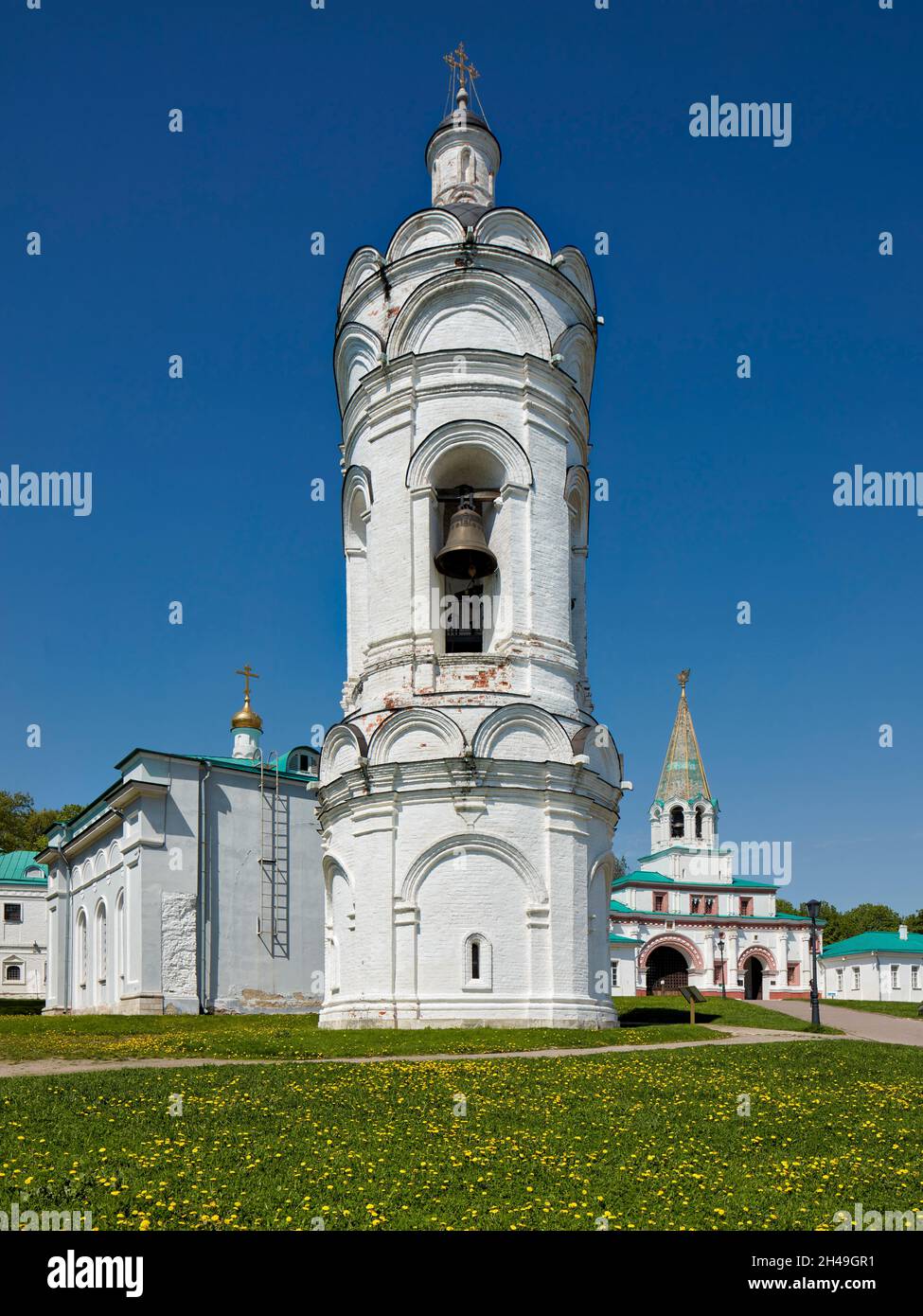 St. George Bell Tower, first buit in the middle of 16th century. Kolomenskoye Museum-Reserve, Moscow, Russia. Stock Photo
