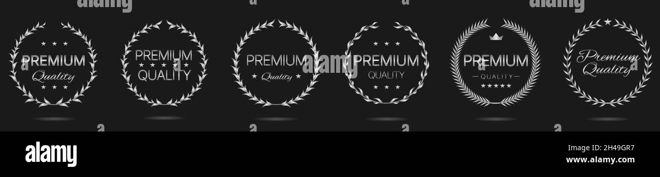 Premium quality Silver laurel wreath label set Stock Vector Image & Art ...