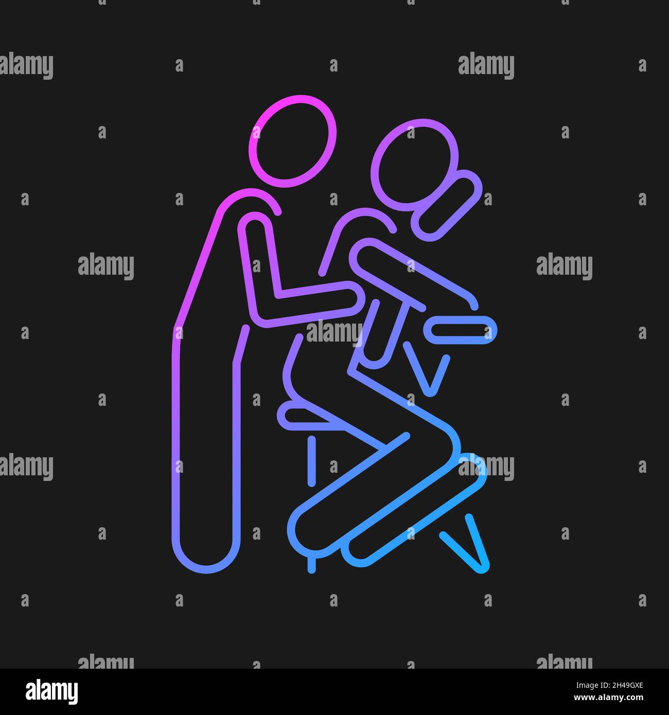 Chair massage gradient vector icon for dark theme Stock Vector