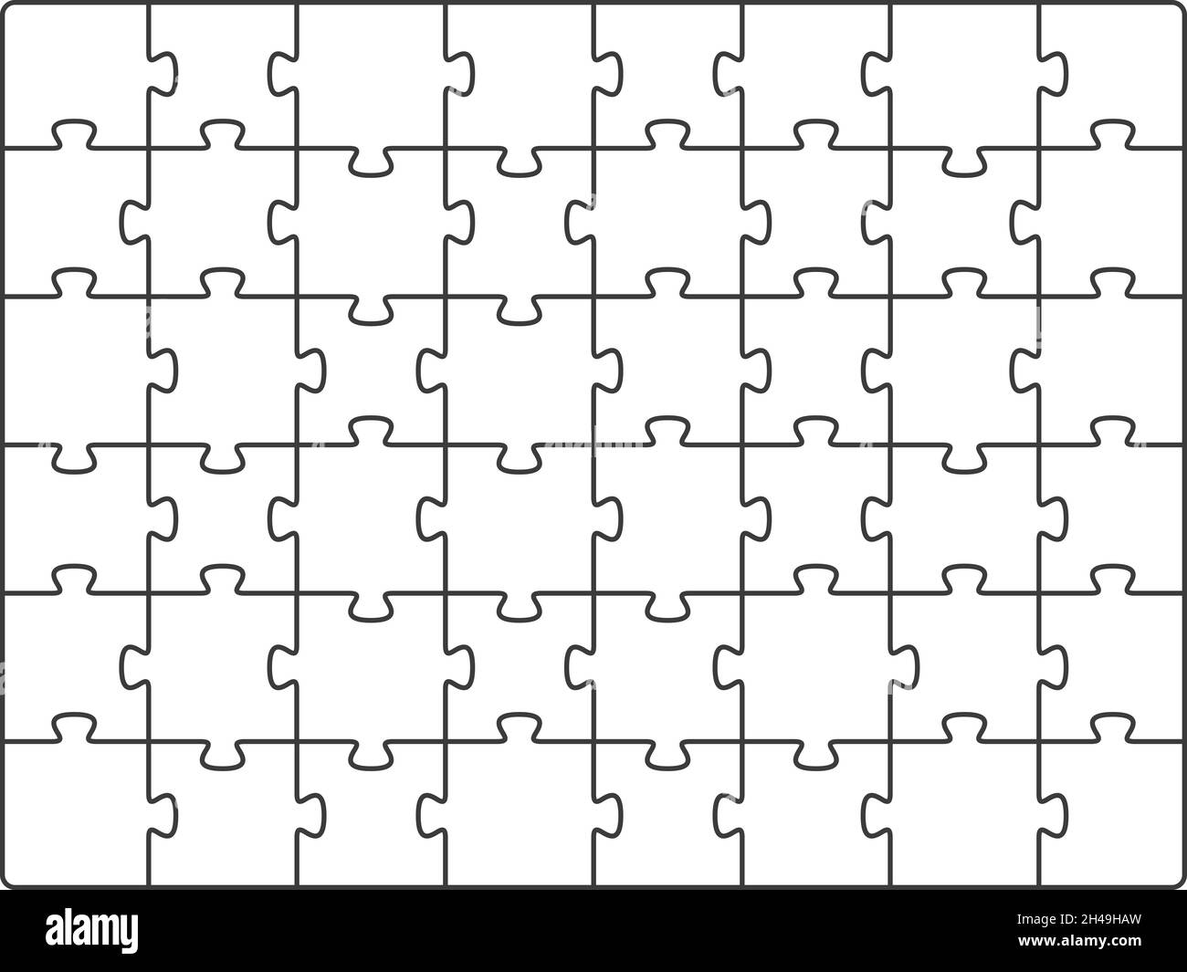 Puzzle pieces square. Jigsaw pattern template, white game square grid. Mosaic tiles, empty geometric business team metaphor, recent vector background Stock Vector