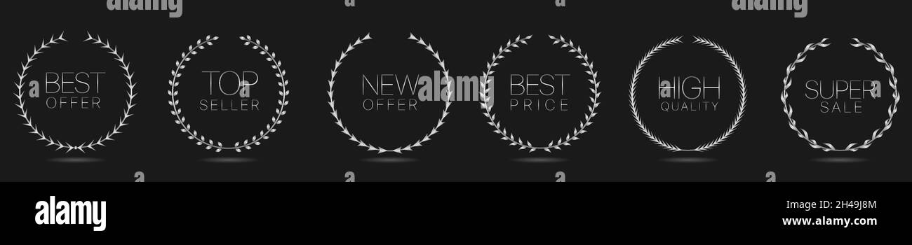 Best offer Silver laurel wreath label set Stock Vector Image & Art - Alamy