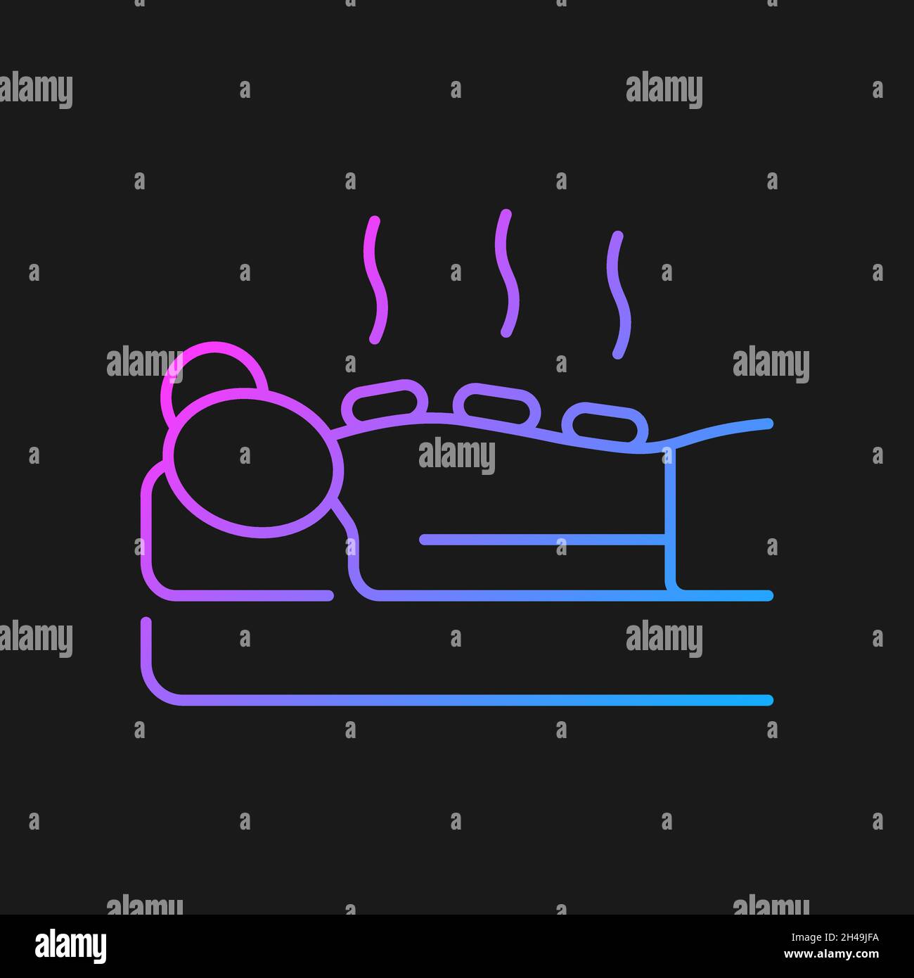 Hot stone massage gradient vector icon for dark theme Stock Vector