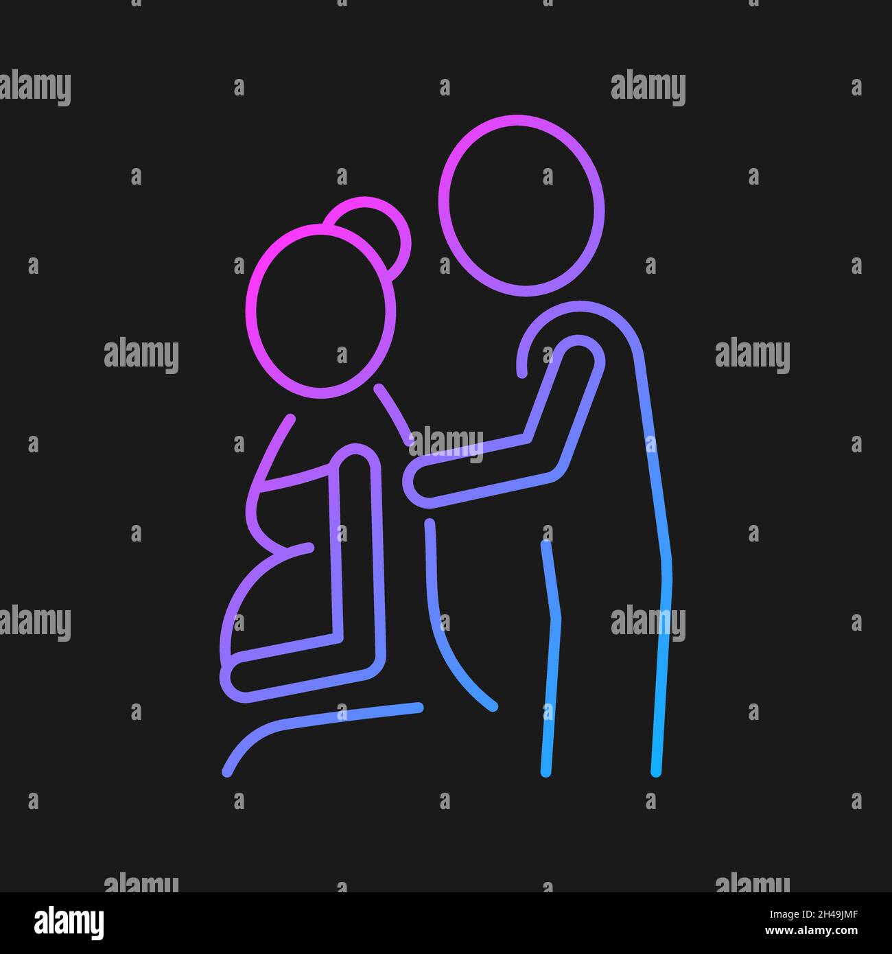Pregnancy massage gradient vector icon for dark theme Stock Vector