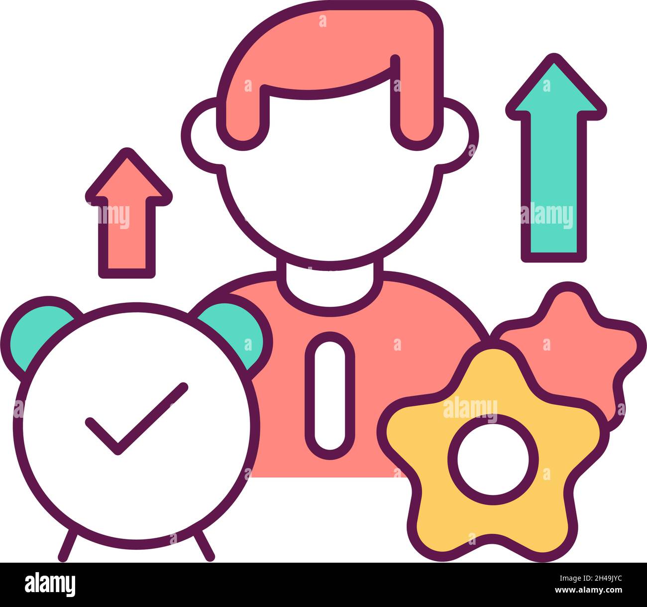Improve time management RGB color icon Stock Vector
