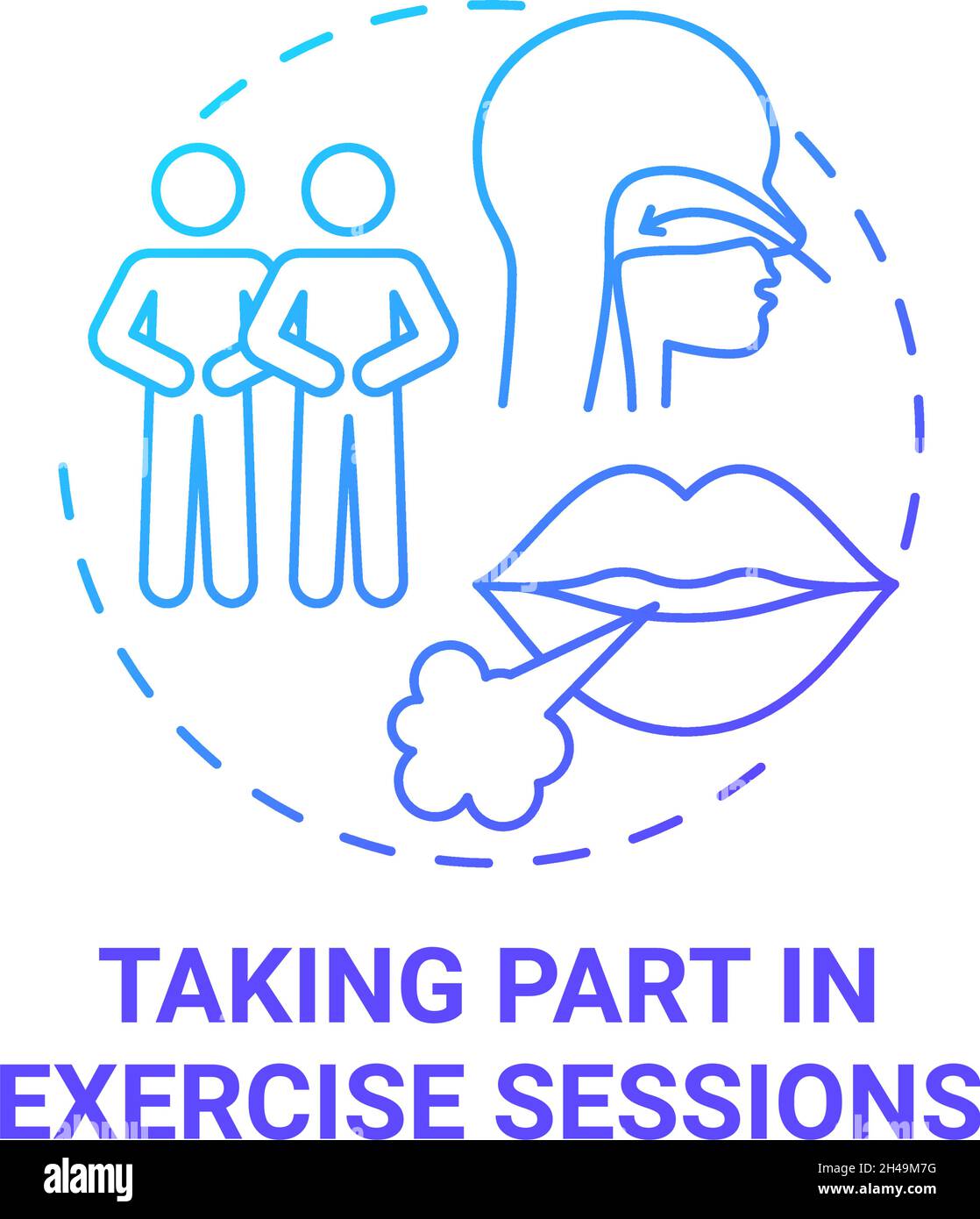 Taking part in excercise sessions blue gradient concept icon Stock ...