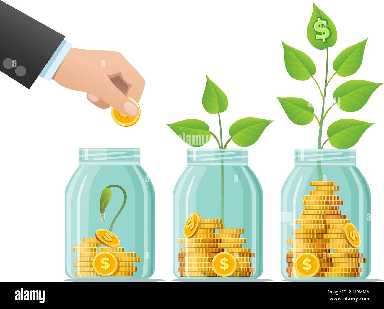 Investing bottle, money growing concept Stock Vector