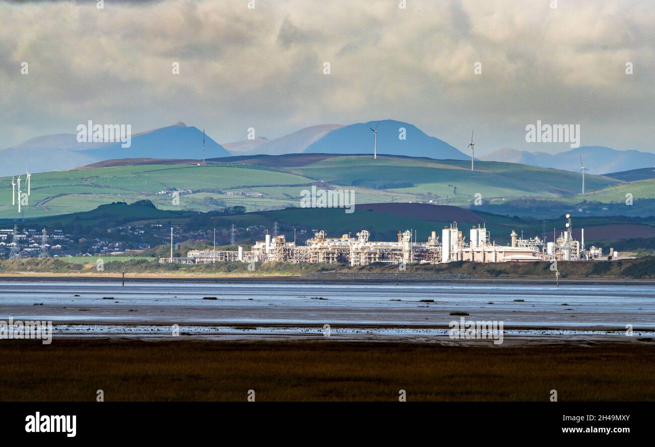 Rampside Gas Terminal is a gas terminal situated in Barrow-in-Furness, Cumbria, UK on the Irish Sea coast. It connects to gas fields in Morecambe Bay. Stock Photo