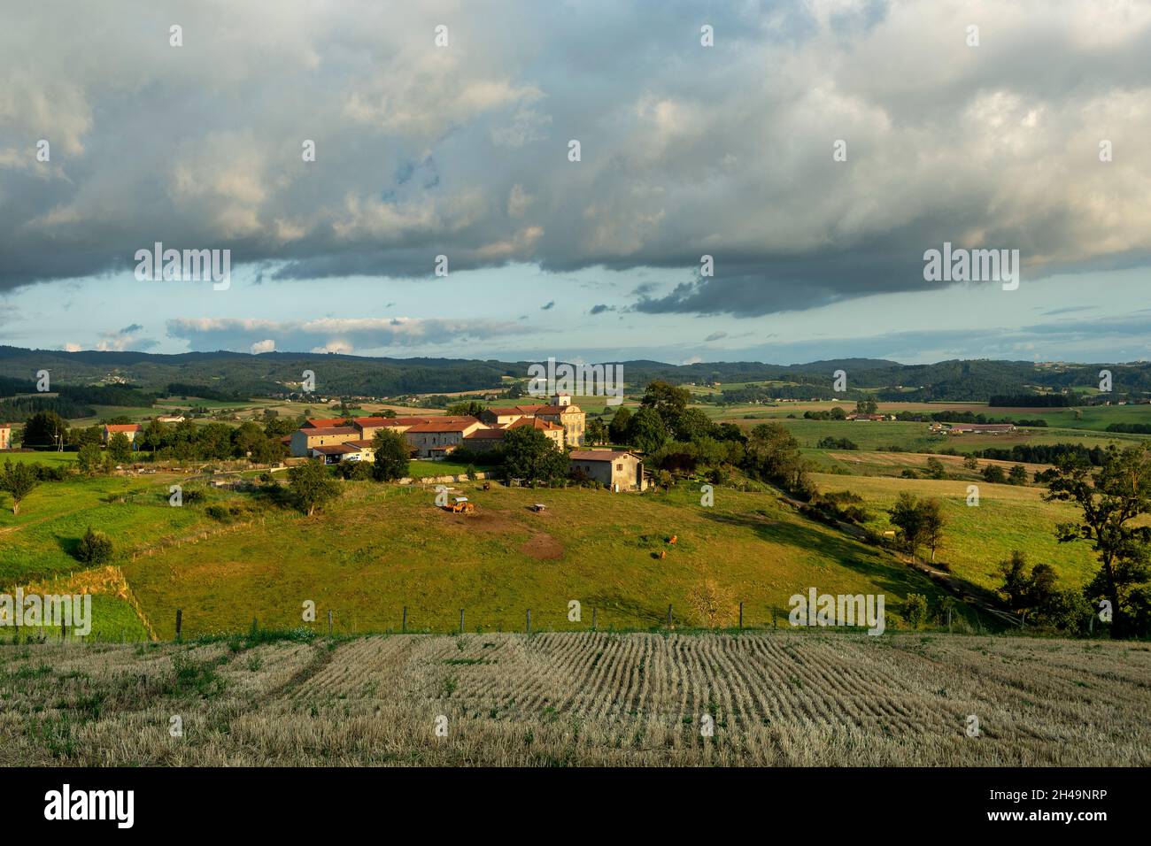 La Chapelle sur Usson village, Livradois-Forez regional natural park, Puy de Dome department, Auvergne Rhone Alpes, France Stock Photo