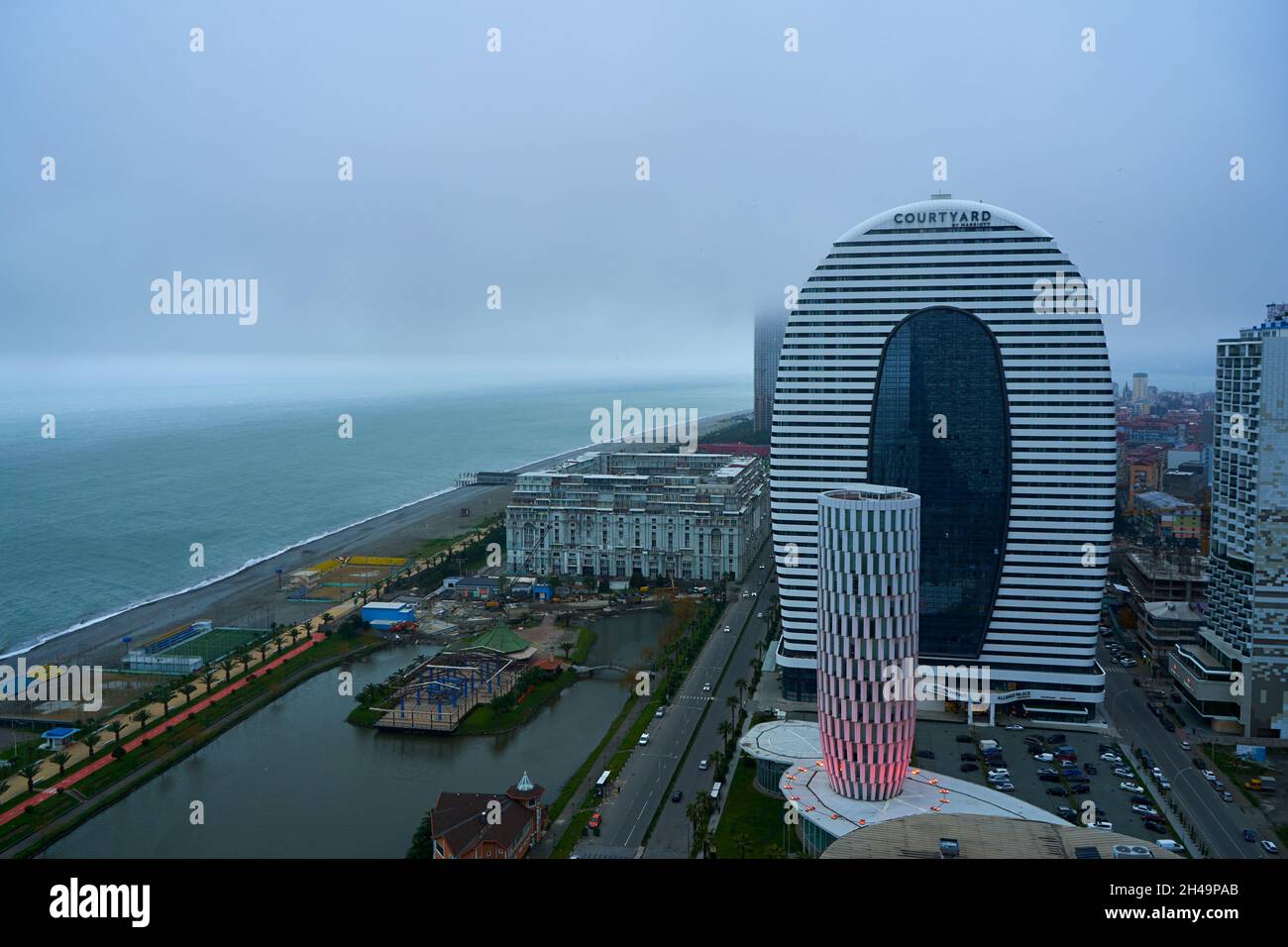 City landscape. Modern architecture of Batumi. A popular resort on the ...