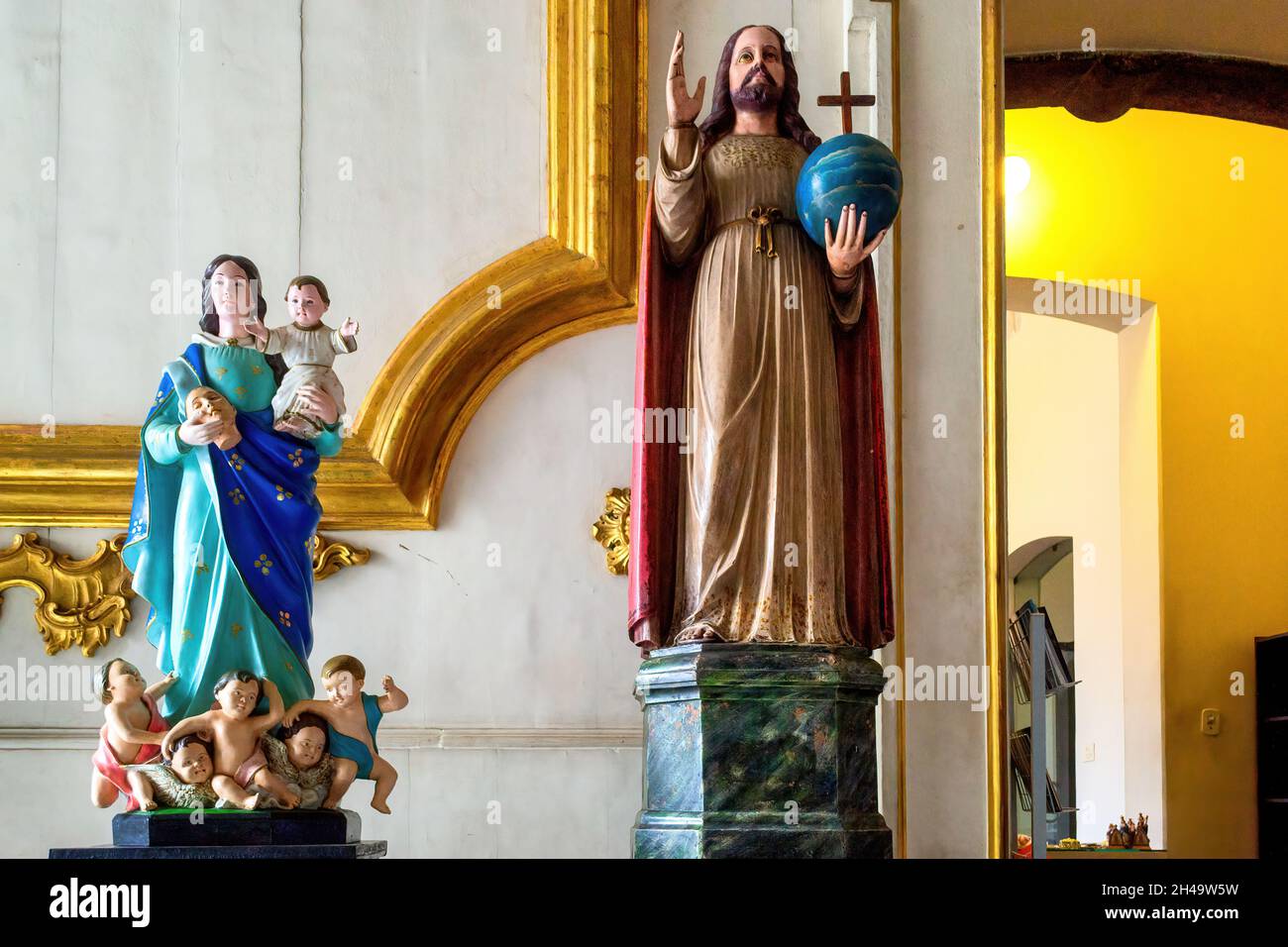 Religious saint statue part of the interior architecture of the Church