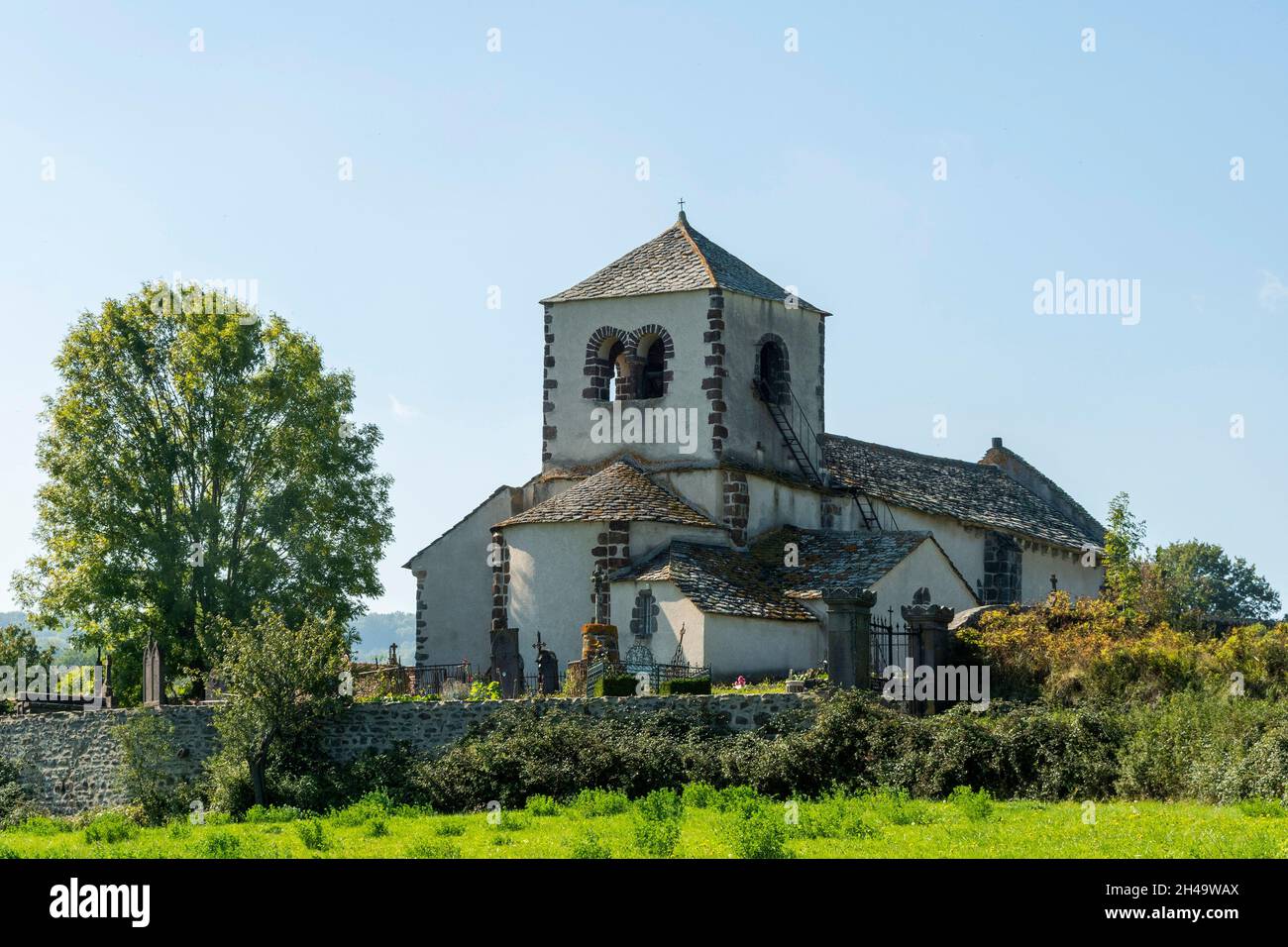 Colamine sous Vodable near Issoire.Cluniac site , Cluniac site, Saint Mary church.  Puy de Dome department, Auvergne Rhone Alpes, France Stock Photo