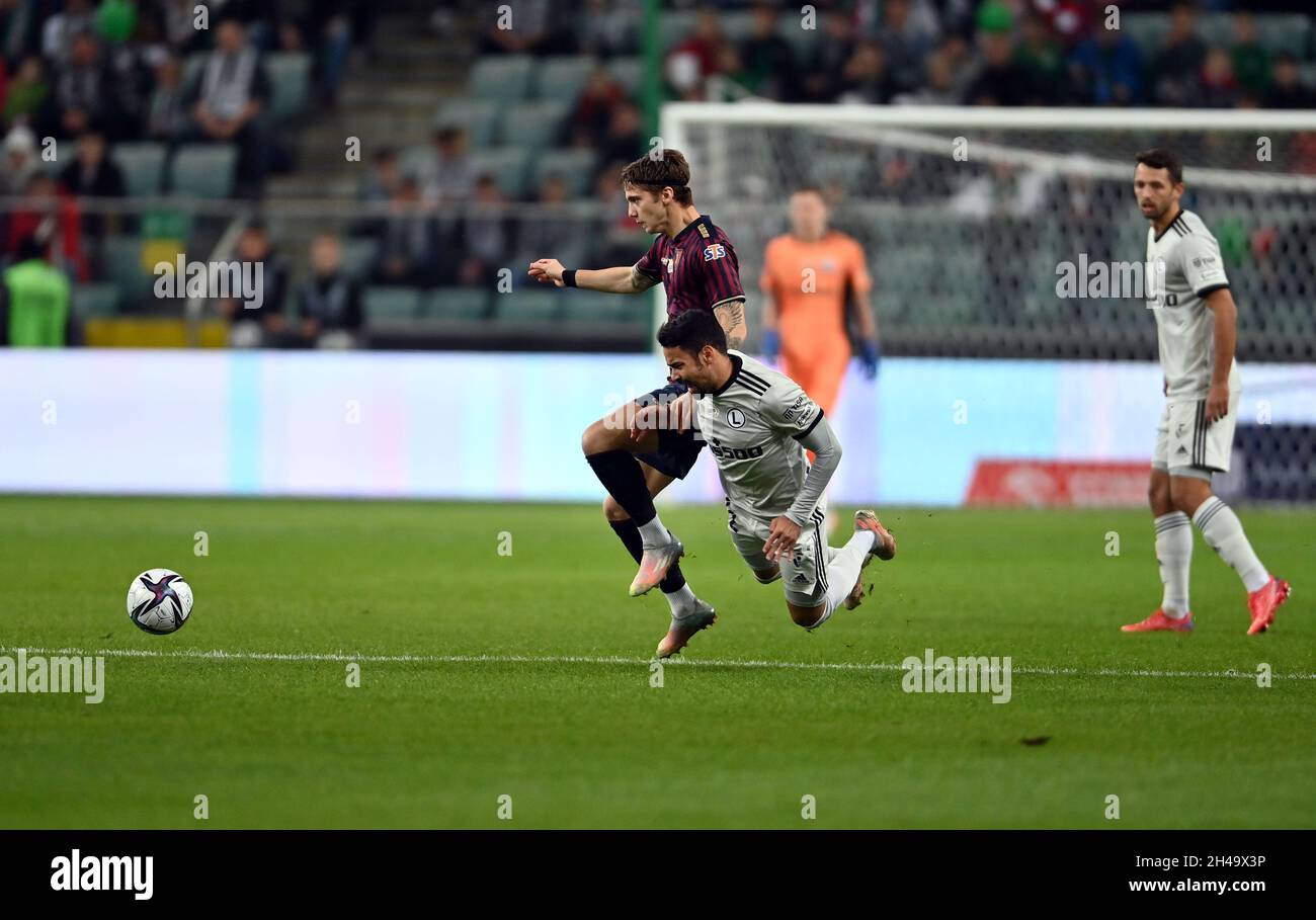 WARSAW, POLAND - OCTBER 31, 2021: Polish Football League game Legia