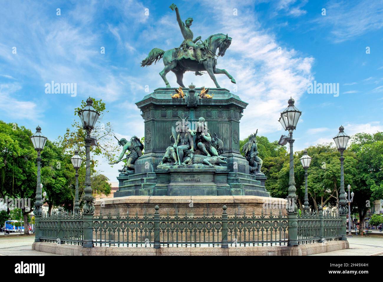 Monument to General San Martin the city center in Rio de Janeiro, Brazil. This famous place is a tourist attraction in the city.Oct. 31, 2021 Stock Photo