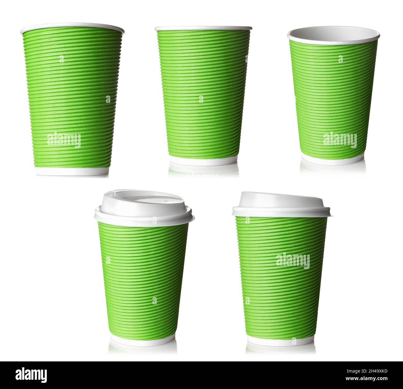 collection of disposable paper cups of coffee isolated on white Stock ...