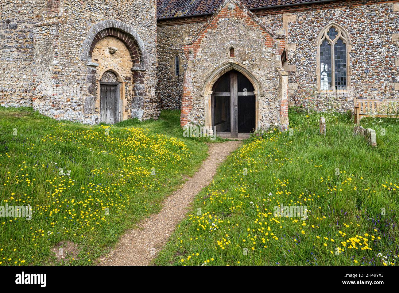 Springtime at St Andrews church dating back to Norman times in the village of Little Snoring, Norfolk UK Stock Photo